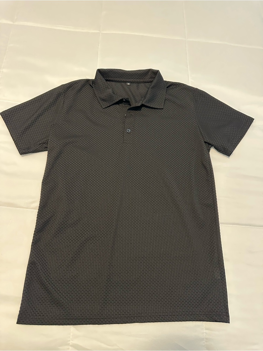 Men's Black Textured Polo Shirt